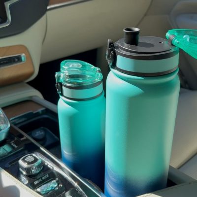GOPPUS 32 oz Sports Water Bottle Double Wall Vacuum Insulated