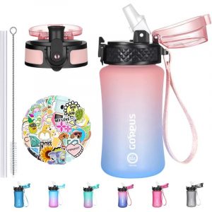 GOPPUS 20oz Insulated Stainless Steel Water Bottle with Straw Lid Reusable Leakproof Water Flask, Keeps Hot and Cold Sports Canteen Water Bottles